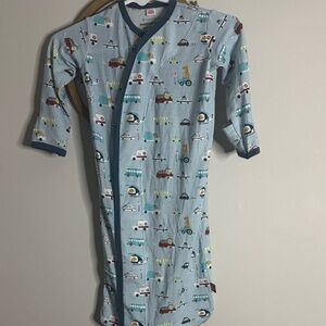 Magnetic Me Light Blue Vehicle & Animal Print Zipper Sleep Gown